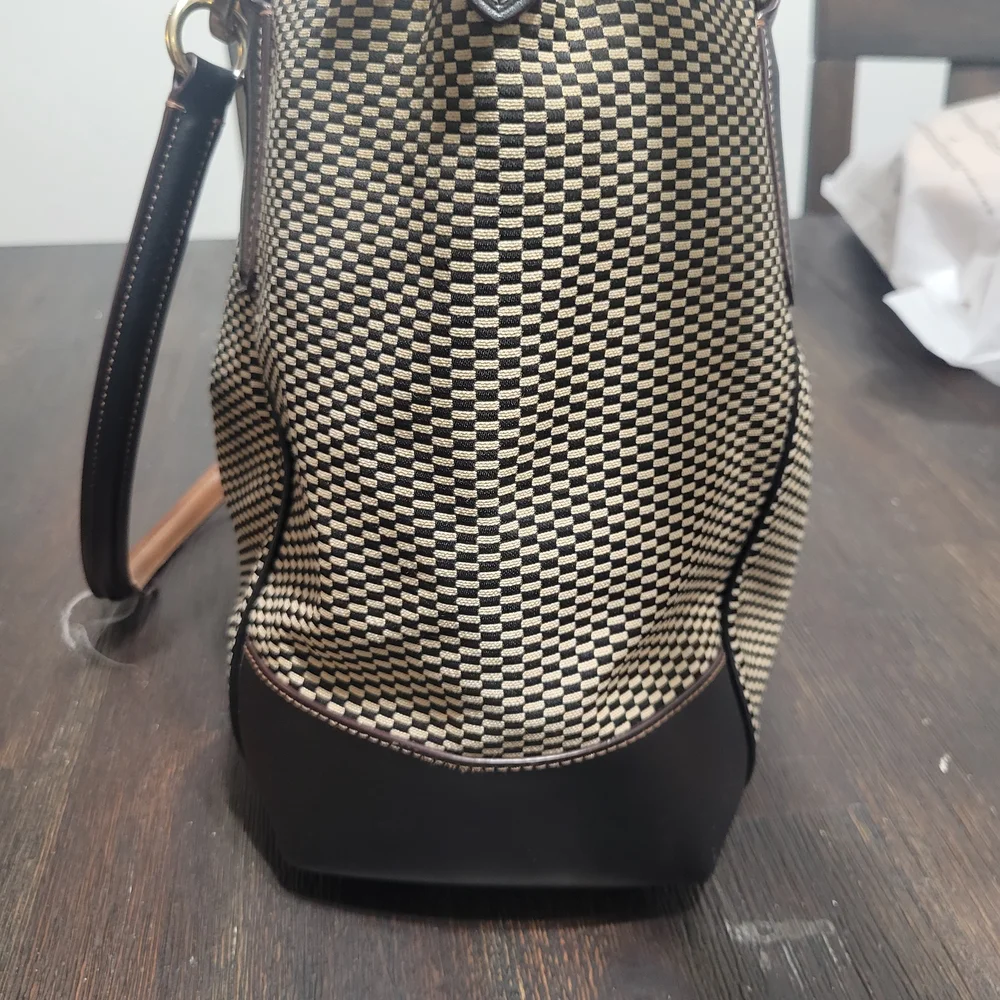 Coach Black and‎ Tan Checkered Shoulder Bag
